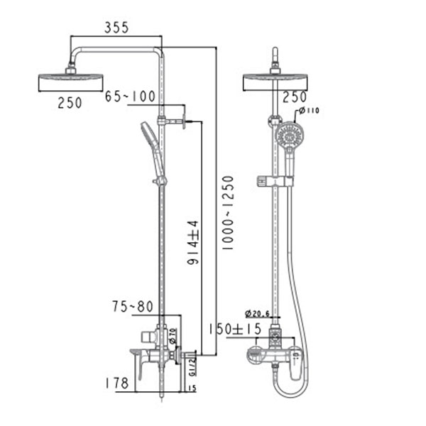 Bộ Cây Sen American Standard WF-1772 (WF1772) Liền Khối Nóng Lạnh