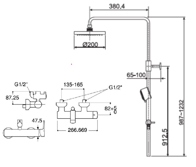 Bộ Cây Sen Phun Mưa American Standard WF-0572/D20S
