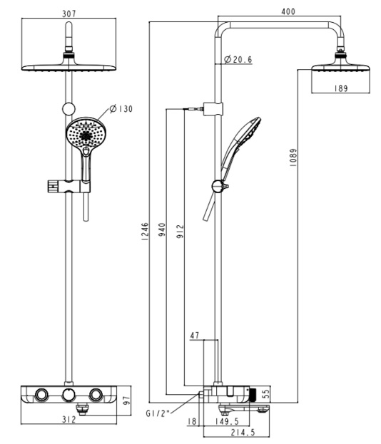 Bộ Sen Cây Cảm Biến Nhiệt American Standard WF-4956 (WF4956) EasySET