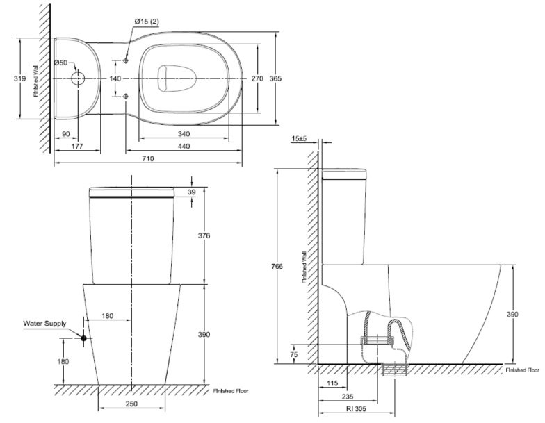 Bồn Cầu American Standard 2705-WT (2705WT) 2 Khối Concept Dáng U Bồn Cầu American Standard 2705-WT (2705WT) 2 Khối Concept Dáng U