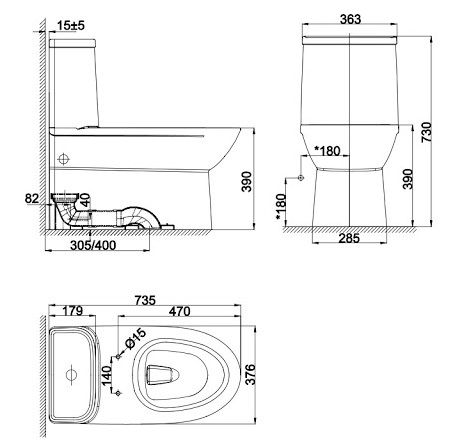 Bồn Cầu American Standard WP-2073 (WP2073) Dòng Modern (TL)