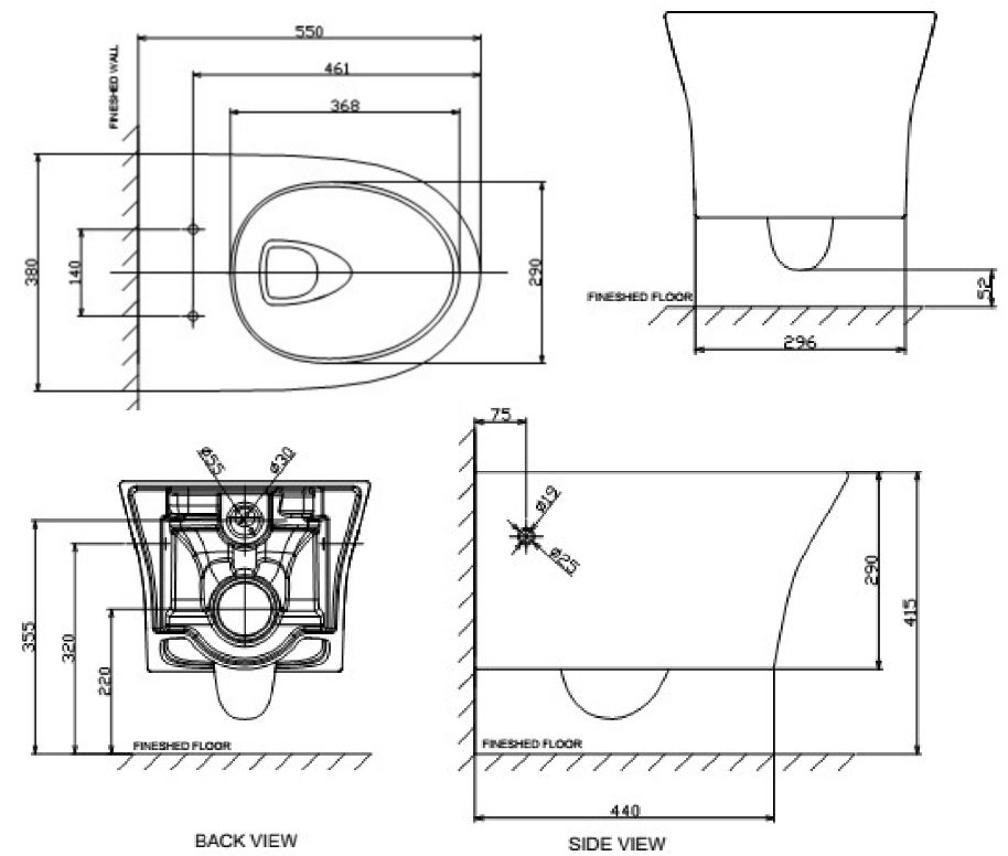 Bồn Cầu American Standard WP-2140 WP-C119S G3004A M11785 Treo Tường