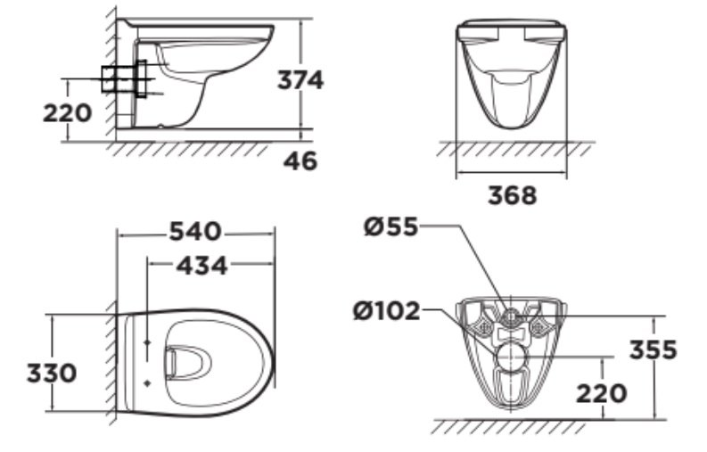 Bồn Cầu American Standard WP-2207 (WP2207) Treo Tường Nắp WP-C218