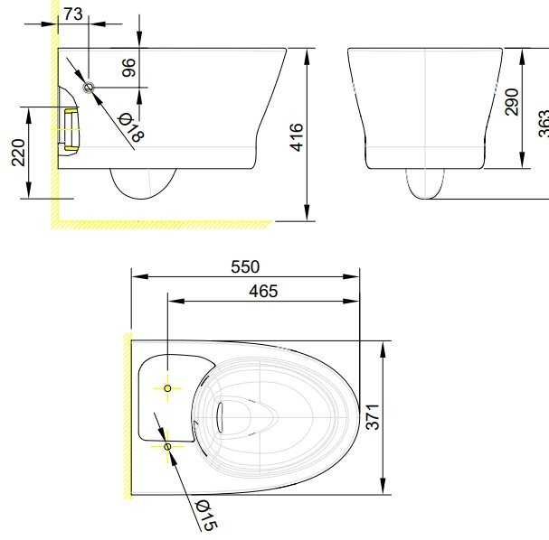Bồn Cầu American Standard WP-2265/VP-G3004A/VPTL-3815 Treo Tường
