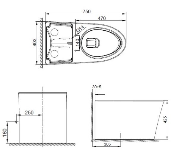 Bồn Cầu American Standard WP-3232 (WP3232) Studio S 1 Khối Không Két Nước