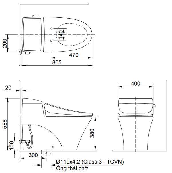 Bồn Cầu INAX AC-1017R/CW-S32VN Nắp Rửa Cơ