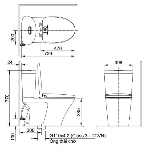 Bồn Cầu INAX AC-700A/CW-S32VN Nắp Rửa Cơ