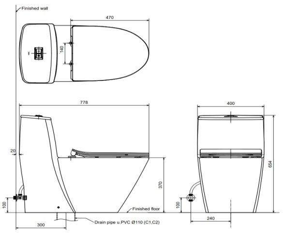 Bồn Cầu INAX AC-919R/CW-S32VN Nắp Rửa Cơ