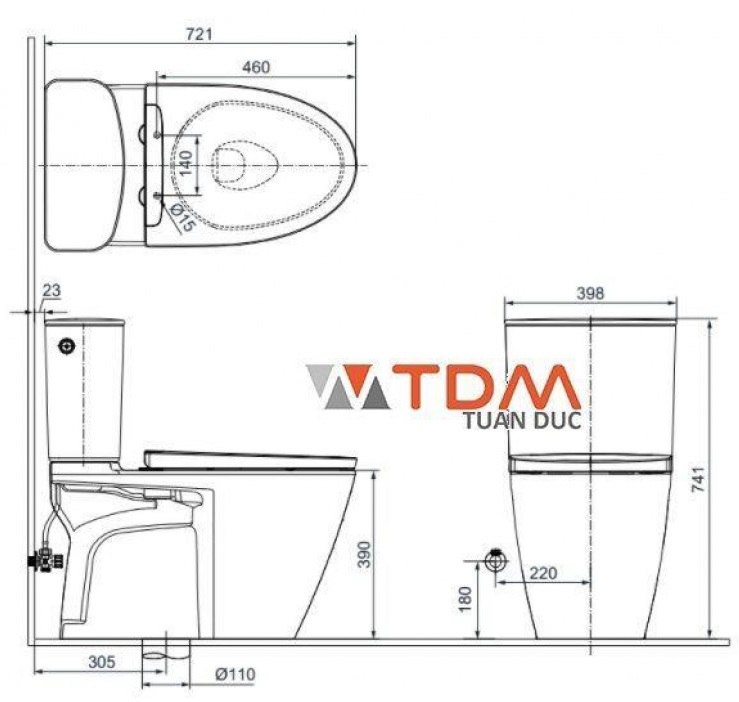 Bồn Cầu INAX ACT-602/CW-KB22AVN Nắp Điện Tử Xả Cảm Ứng