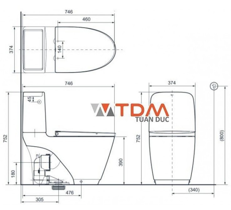 Bồn Cầu INAX ACT-832/CW-H18VN Nắp Điện Tử Xả Cảm Ứng