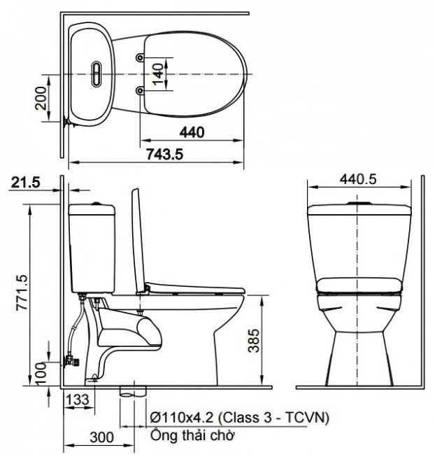 Bồn Cầu INAX C-306A/CW-S15VN Nắp Rửa Cơ