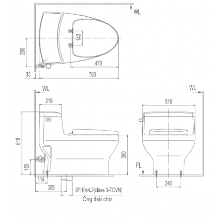 Bồn Cầu Nắp Điện Tử INAX AC-4005/CW-KB22AVN