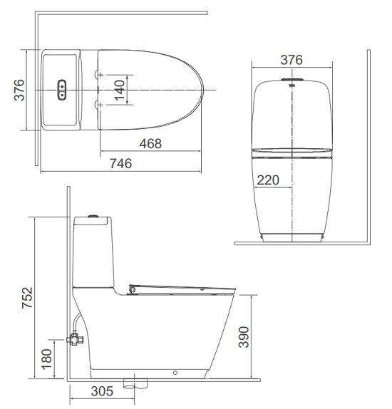 Bồn Cầu Nắp Điện Tử INAX AC-832/CW-H18VN