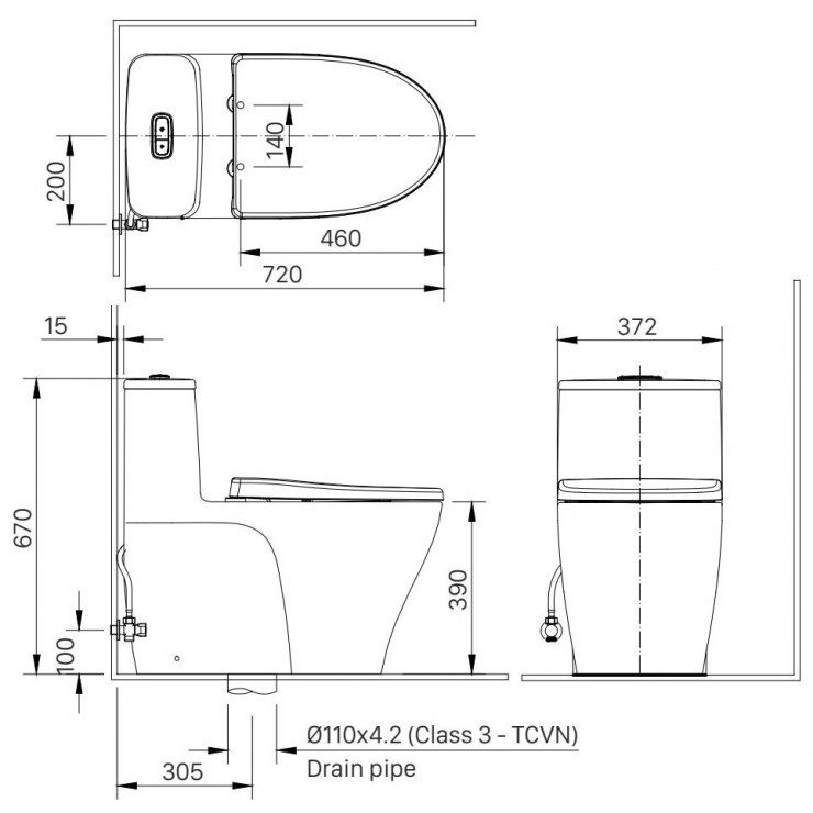Bồn Cầu Nắp Điện Tử INAX AC-989/CW-H18VN
