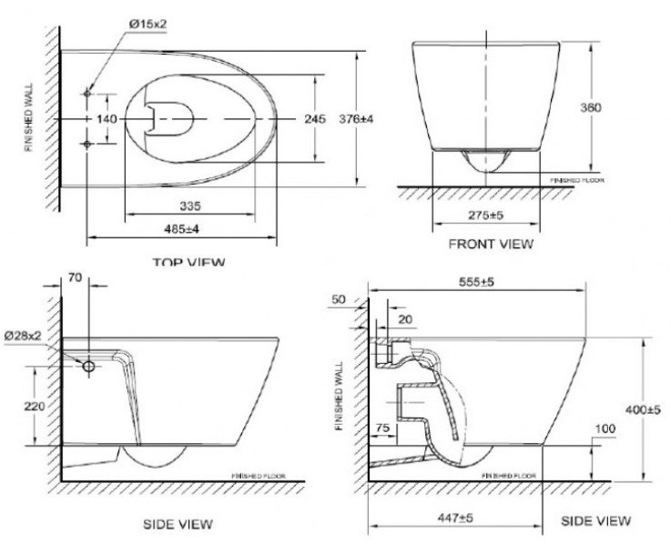 Bồn Cầu Treo Tường American Standard VF-3119B/WP-C119/G3004A/VPTL-3815 Két Âm