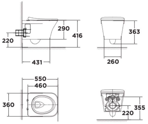 Bồn Cầu Treo Tường American Standard WP-2131 (WP2131) Nắp WP-C131