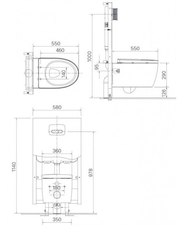 Bồn Cầu Treo Tường INAX AC-952/CW-S15VN Nắp Rửa Cơ