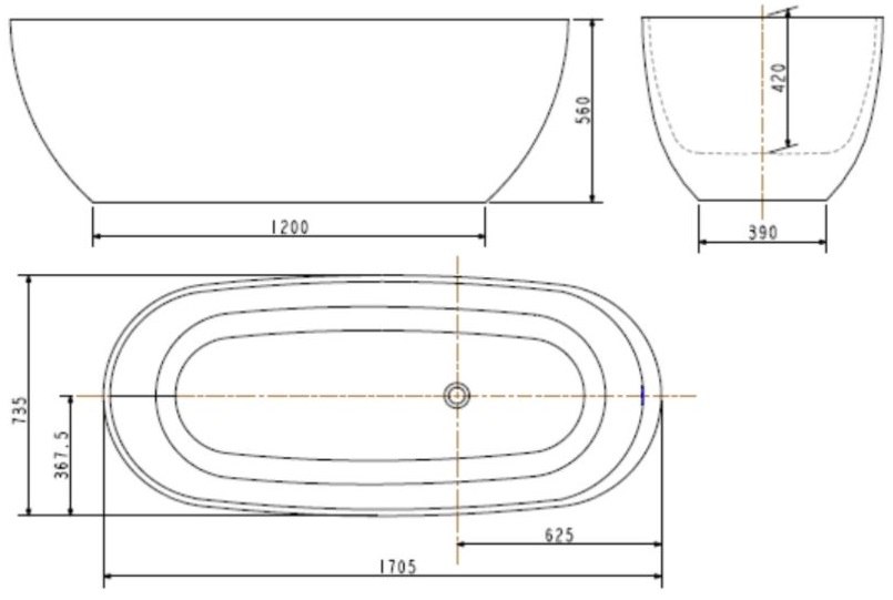 Bồn Tắm American Standard Đá Zenistone BTAS9761 Đặt Sàn 1.7M