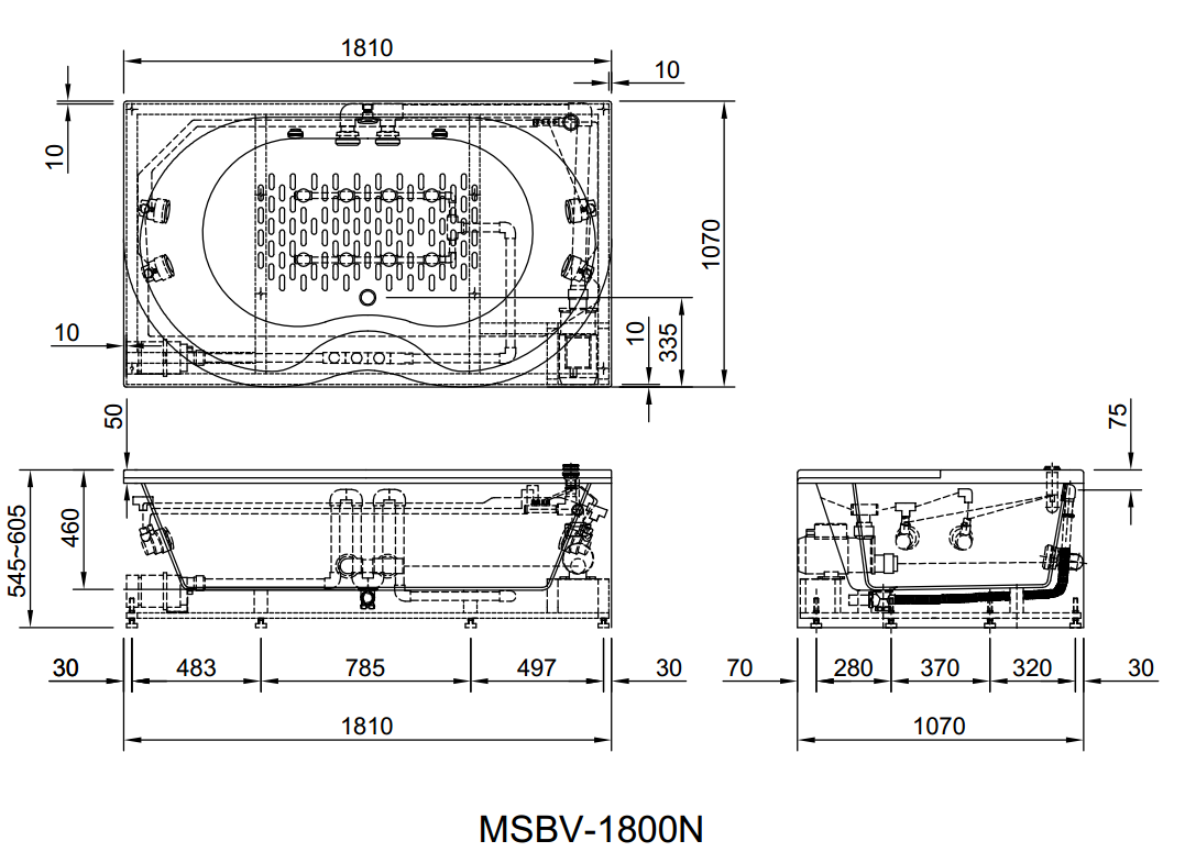 Bồn Tắm Inax MSBV-1700B (MSBV1700B) Massage 1.7M