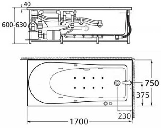 Bồn Tắm Massage American Standard 70092-WT (70092WT) Tonic Xây 1.7M