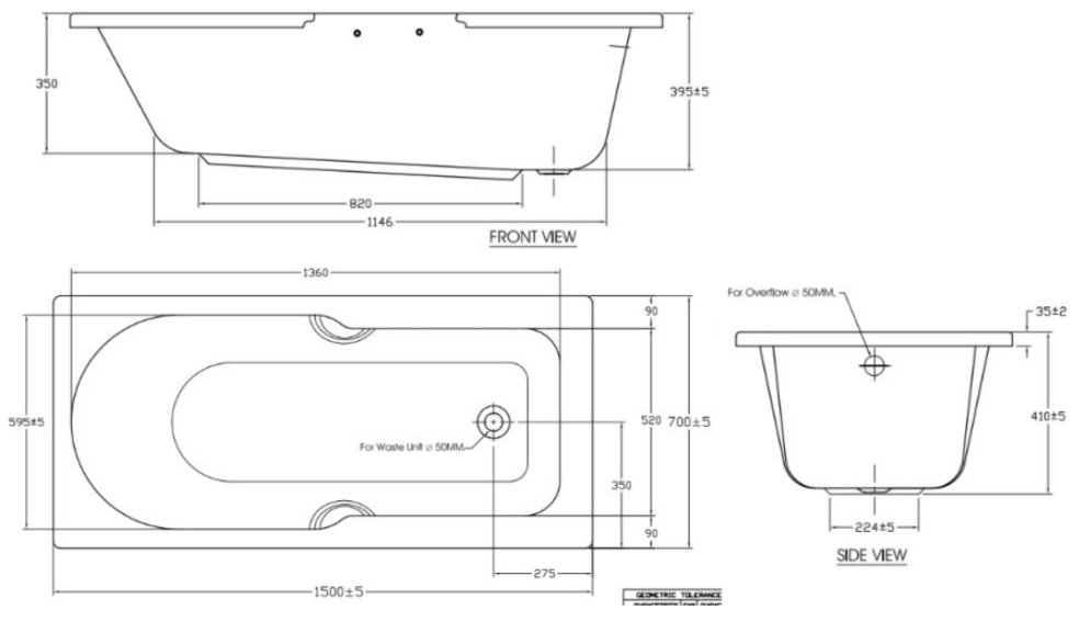 Bồn Tắm Xây American Standard 7140-WT (7140WT) Studio 1.5 Mét