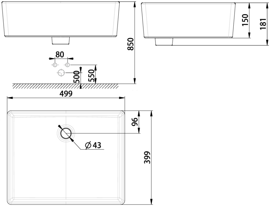 Chậu Lavabo American Standard Square WP-F611 (WPF611) Đặt Bàn