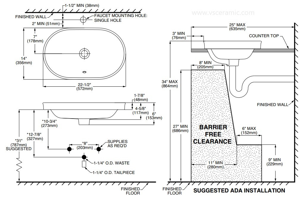Chậu Lavabo American Standard WP-0310 (WP0310) Studio S Đặt Bàn