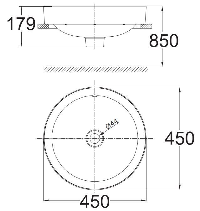 Chậu Lavabo American Standard WP-0639 (WP0639) Đặt Bàn Tròn 450mm