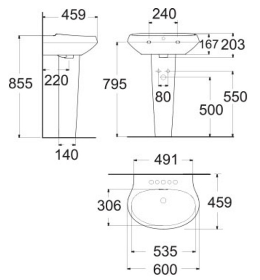 Chậu Lavabo Chân Dài Treo Tường American Standard La Vita WP-F511/F711