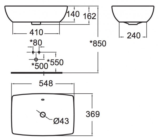 Chậu Rửa Lavabo American Standard WP-F650 (WPF650) Milano Đặt Bàn