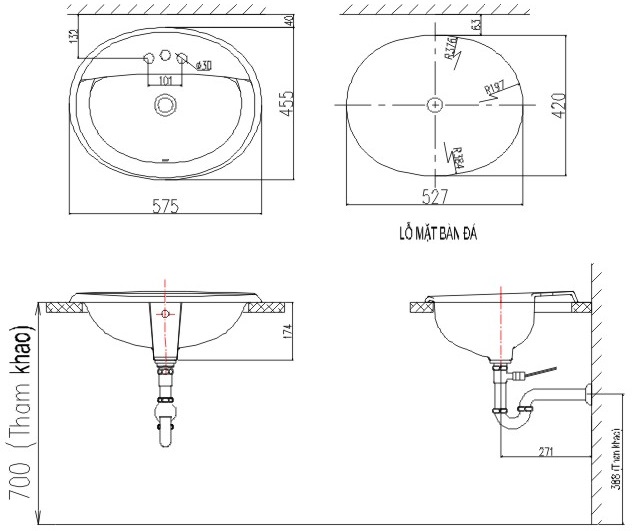 Chậu Rửa Lavabo Inax AL-2395V (AL2395V) Dương Vành Aqua Ceramic