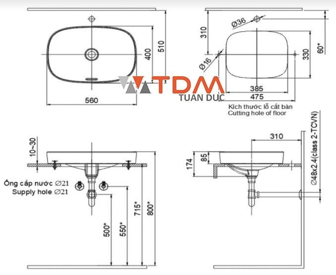 Chậu Rửa Lavabo Inax AL-642V (AL642V) Đặt Bàn AquaCeramic
