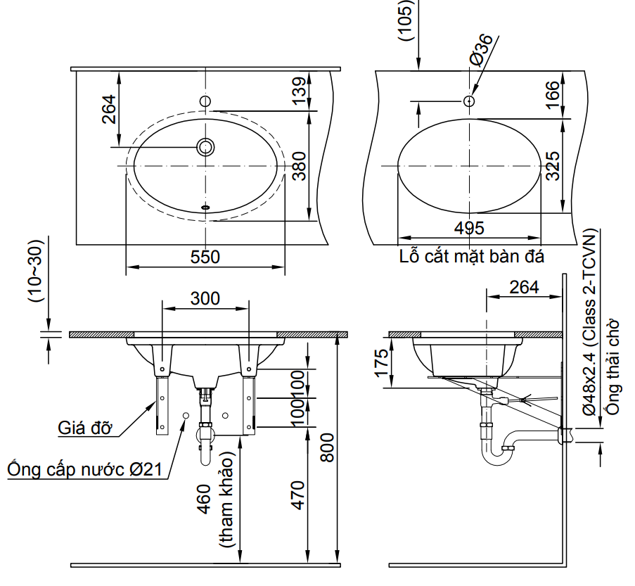 Chậu Rửa Lavabo Inax L-2216V (L2216V) Âm Bàn Oval