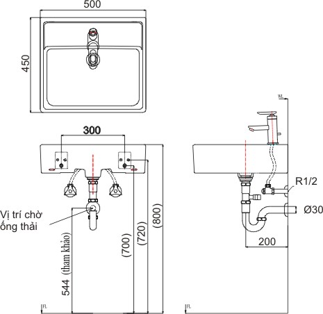 Chậu Rửa Lavabo Inax L-293V (L293V) Đặt Bàn Chữ Nhật