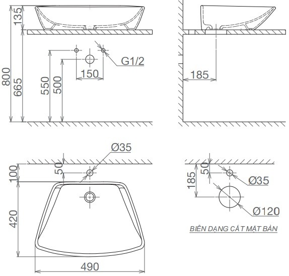 Chậu Rửa Lavabo Viglacera CD17 Đặt Bàn