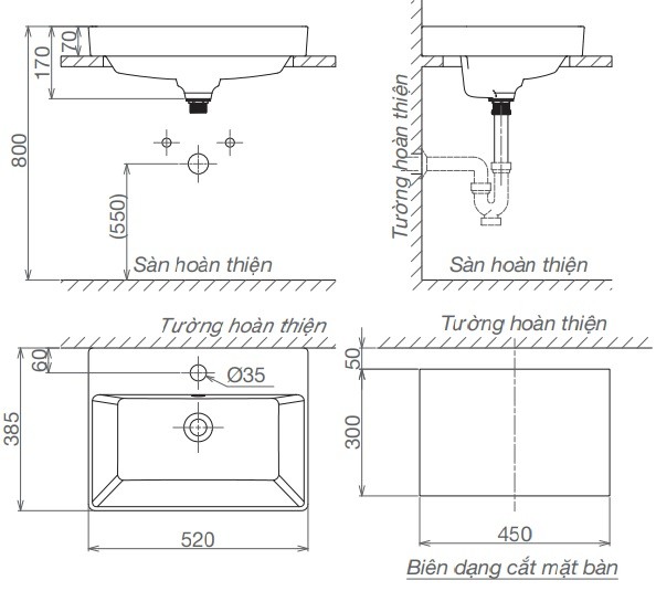 Chậu Rửa Lavabo Viglacera V29 Đặt Bàn