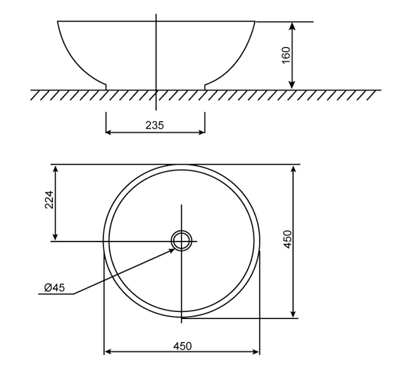 Chậu Rửa Mặt Lavabo American Standard Vallo 0500-WT (0500WT) Đặt Bàn