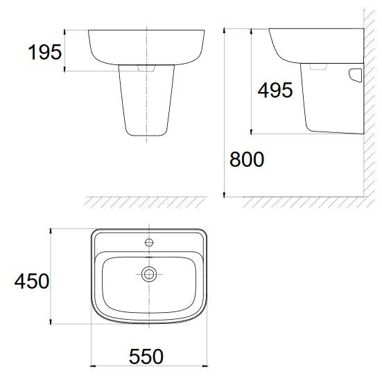 Lavabo American Standard VF-0262/VF-7062 Treo Tường