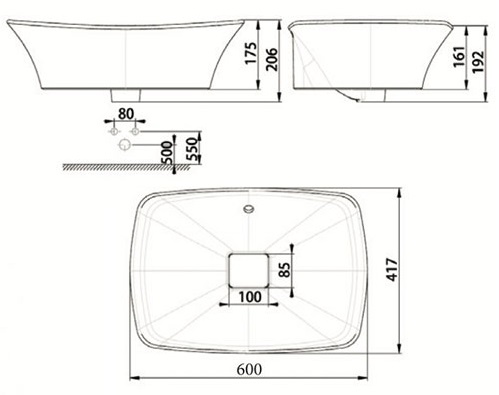 Lavabo American Standard WP-F602 (WPF602) Đặt Bàn 600x417 mm