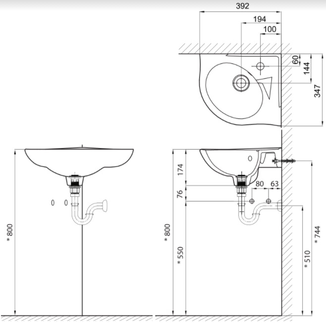 Lavabo Góc Inax L-281V (L281V) Chậu Rửa Treo Tường Lavabo Góc Inax L-281V (L281V) Chậu Rửa Treo Tường