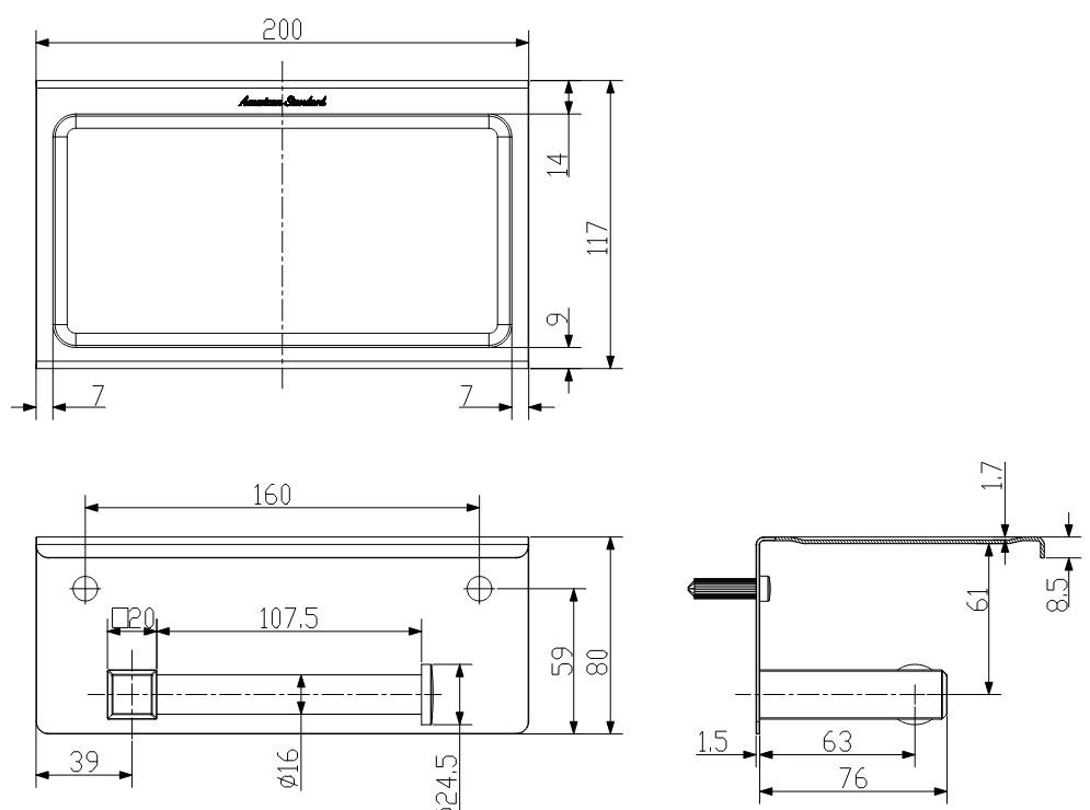 Móc Giấy Vệ Sinh American Standard WF-0498HG Concept Vuông Màu Xám Đen