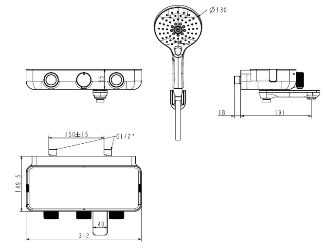 Sen Tắm American Standard WF-4954 (WF4954) EasySET Cảm Biến Nhiệt