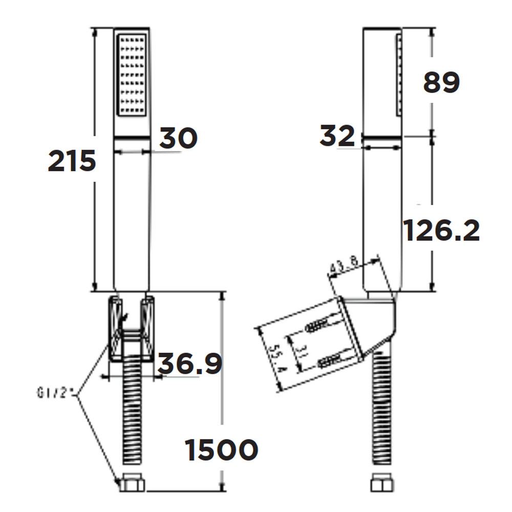 Tay Sen American Standard WF-S508 (WFS508) Duo Stix Đen Dây Sen 1.5m