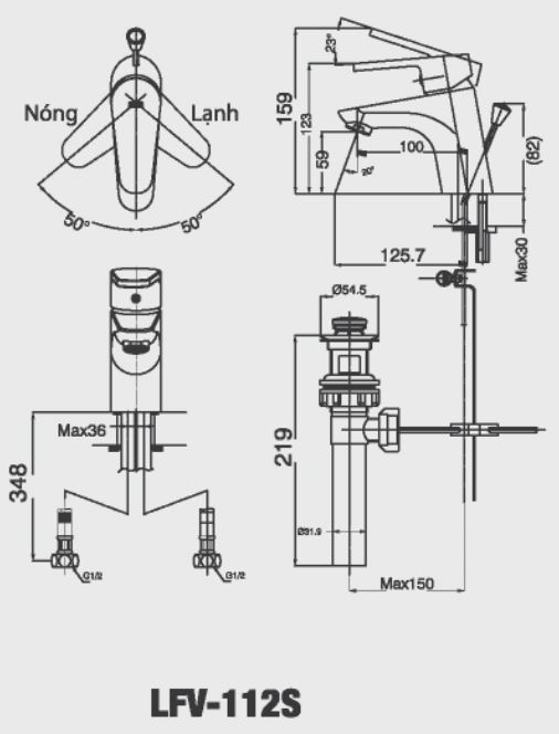 Vòi Chậu Lavabo Inax LFV-112S (LFV112S) Nóng Lạnh