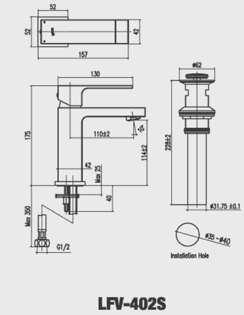 Vòi Chậu Lavabo Inax LFV-402S (LFV402S) Nóng Lạnh