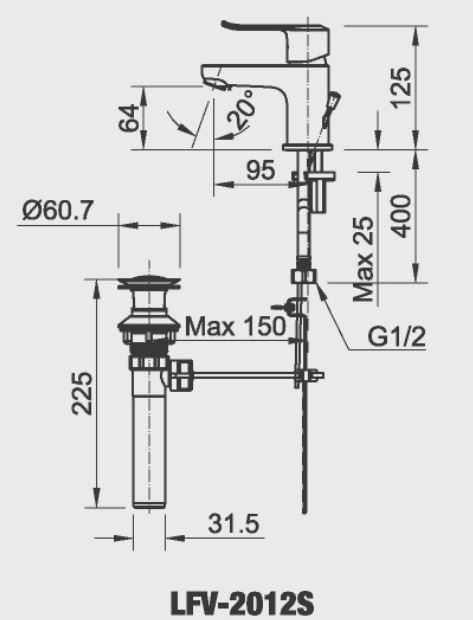 Vòi Chậu Rửa Mặt Lavabo Inax LFV-2012S (LFV2012S) Nóng Lạnh