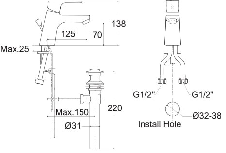 Vòi Lavabo American Standard Acacia E WF-0401 (WF0401) Nóng Lạnh