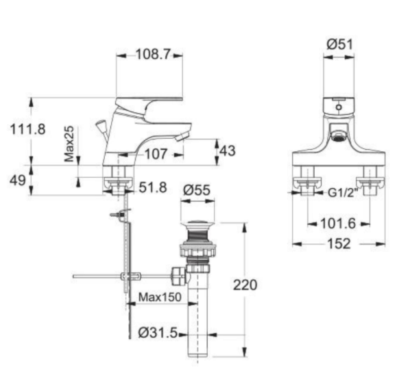 Vòi Lavabo American Standard Concept WF-1401 (WF1401)Nóng Lạnh