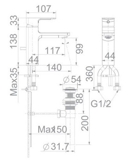 Vòi Lavabo American Standard WF-1301CS (WF1301CS) Nóng Lạnh Màu Vàng