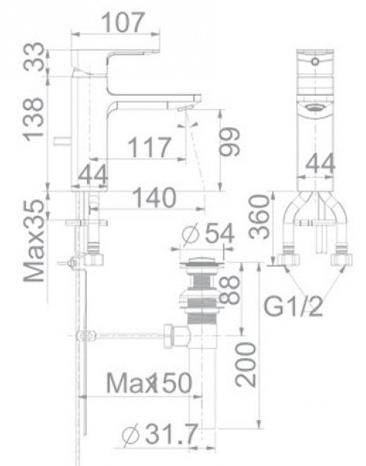 Vòi Lavabo American Standard WF-1301MB (WF1301MB) Nóng Lạnh Màu Đen